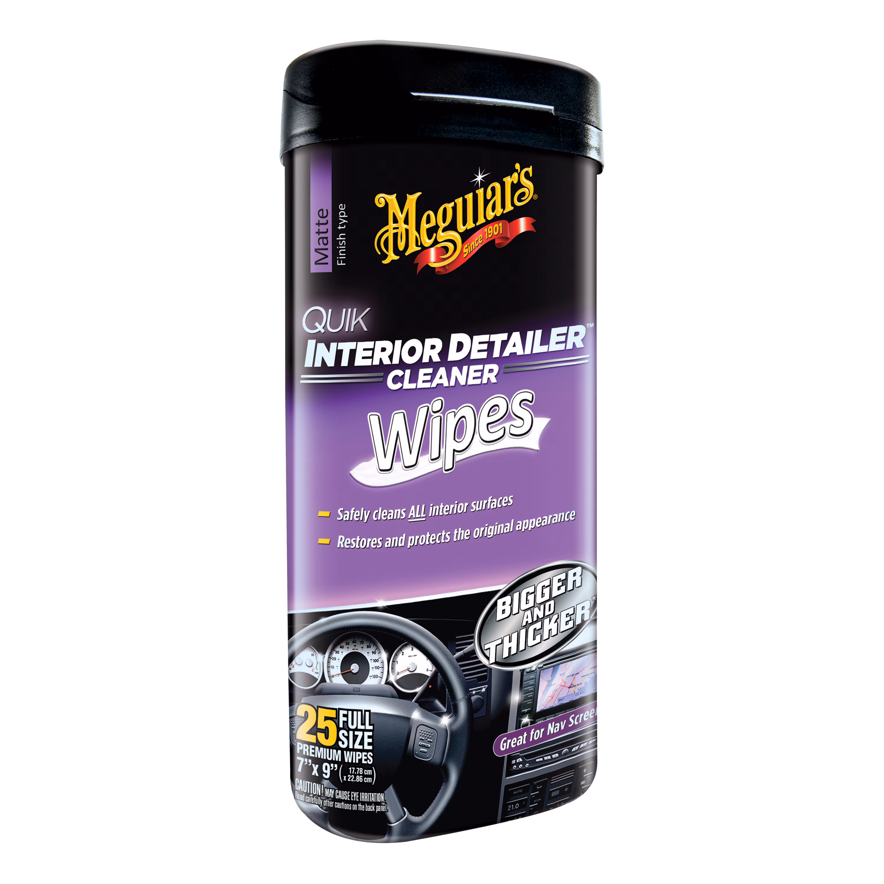 Meguiar's Quik Interior Detailer Wipes - Nettoyant Intérieur Auto (25 Lingettes) — image 1